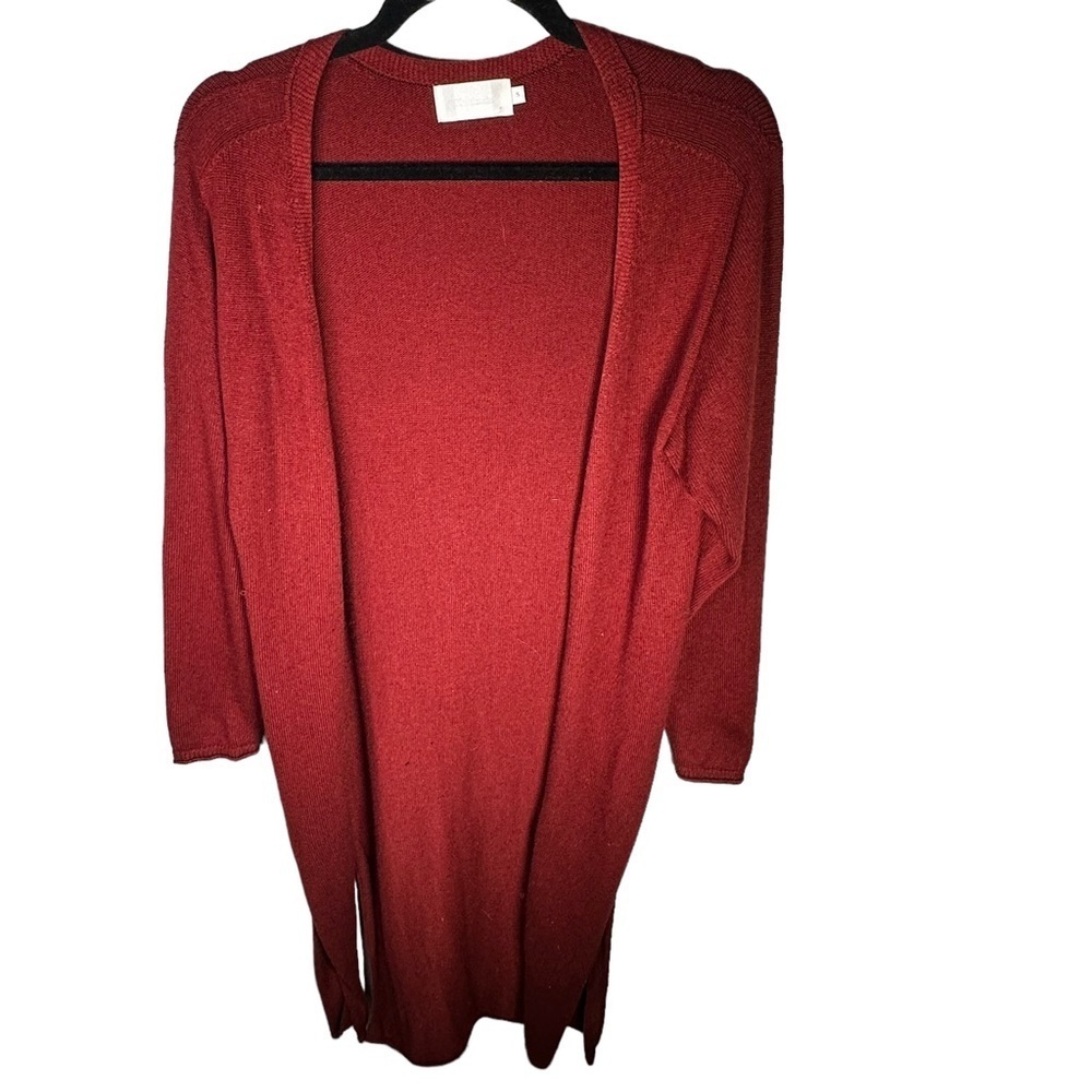 Knititude Long Line Open Cardigan Red Size Small